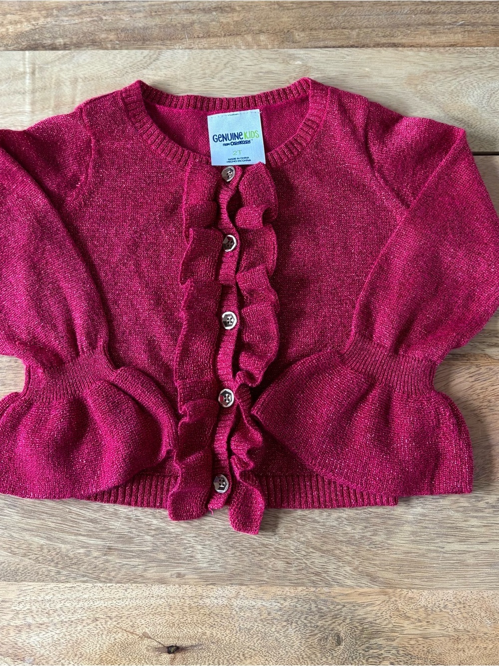 Genuine Kids by OshKosh Girls' Red Ruffle Cardigan size 2T